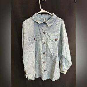 Zenana Outfitters Faded Blue Button-Up